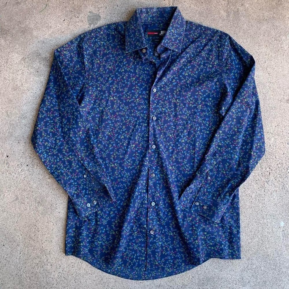 Blue Floral Dress Shirt